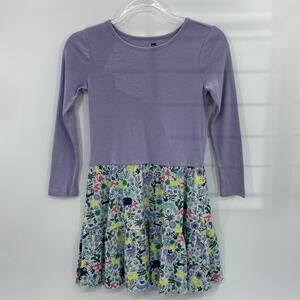 TEA Dress Long Sleeve Skirted Girls Size 10 Purple Woodland Animal Print Jersey